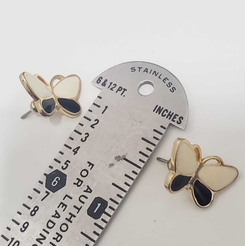 4/20 White Gold Butterfly Stud Earrings.Butterfly Pearl Earring. 🌴 - Picture 4 of 4
